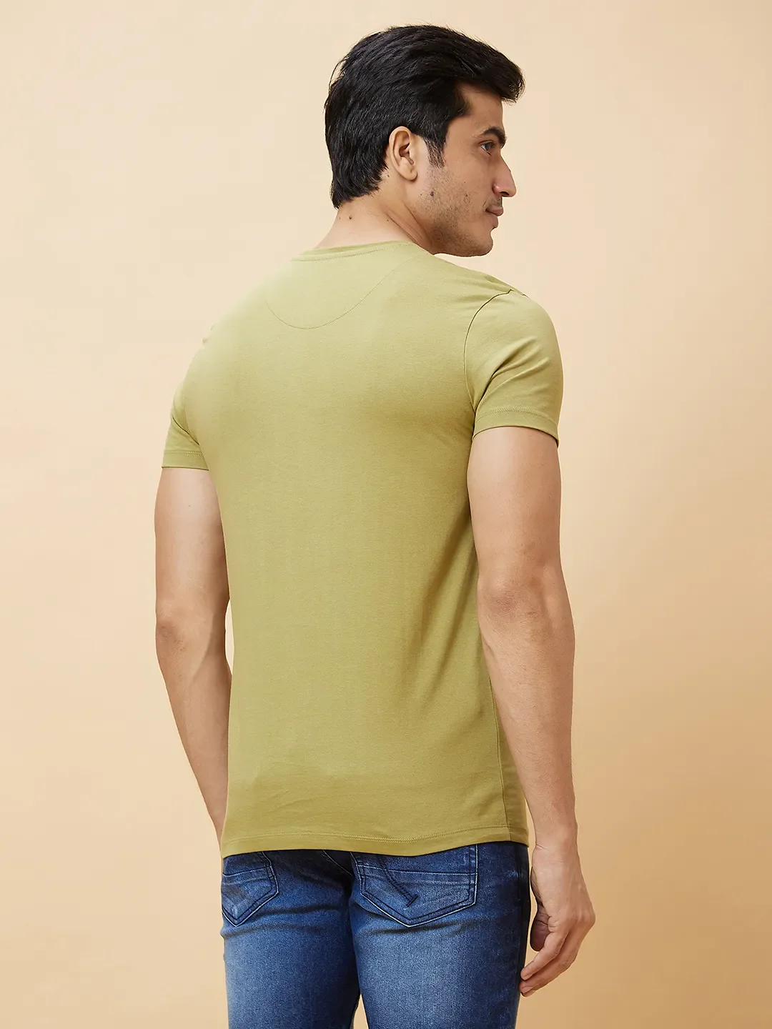 Green Regular Fit Men's Short Sleeves T-Shirt by Being Human Clothing - Image 4