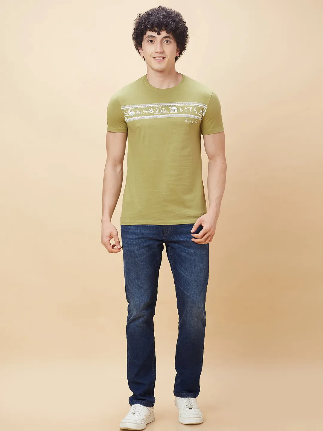 Green Regular Fit Men's Short Sleeves T-Shirt by Being Human Clothing - Image 2