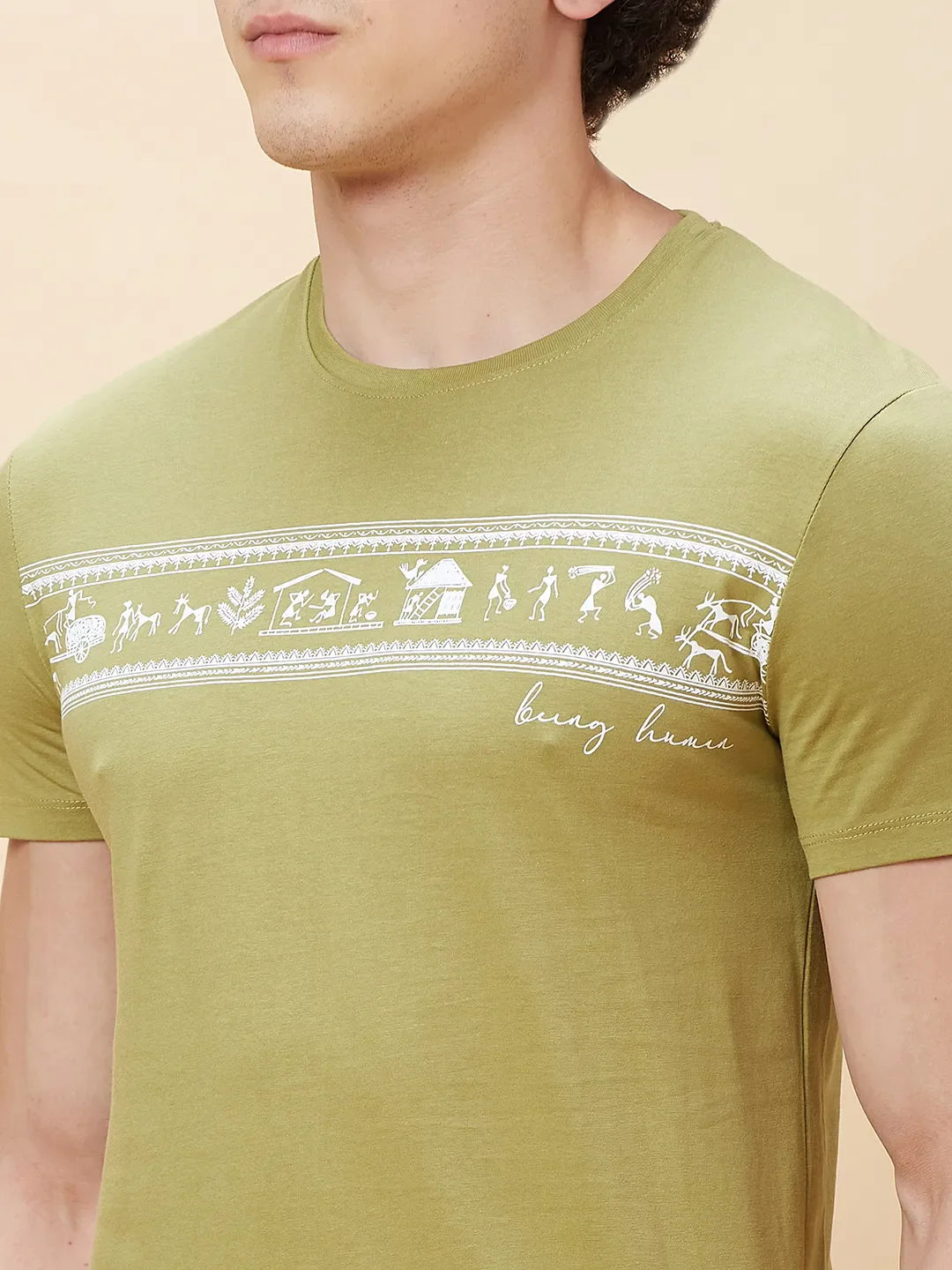 Green Regular Fit Men's Short Sleeves T-Shirt by Being Human Clothing - Image 5