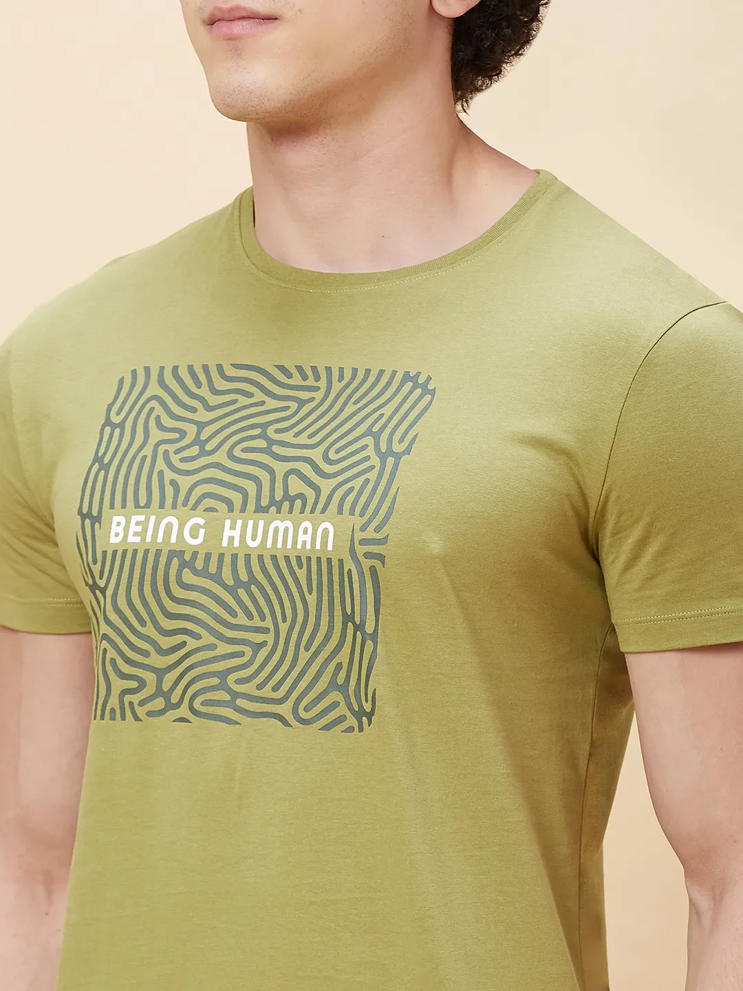 Green Regular Fit Men's Short Sleeves T-Shirt by Being Human Clothing - Image 5