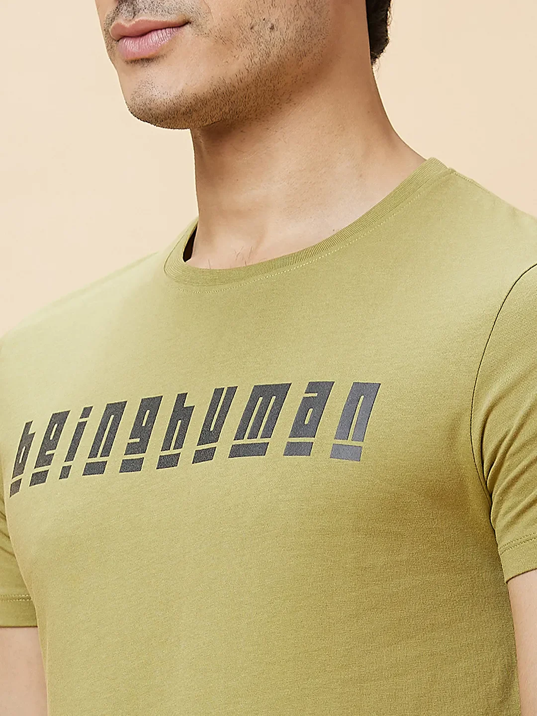 Green Regular Fit Men's Short Sleeves T-Shirt by Being Human Clothing - Image 5