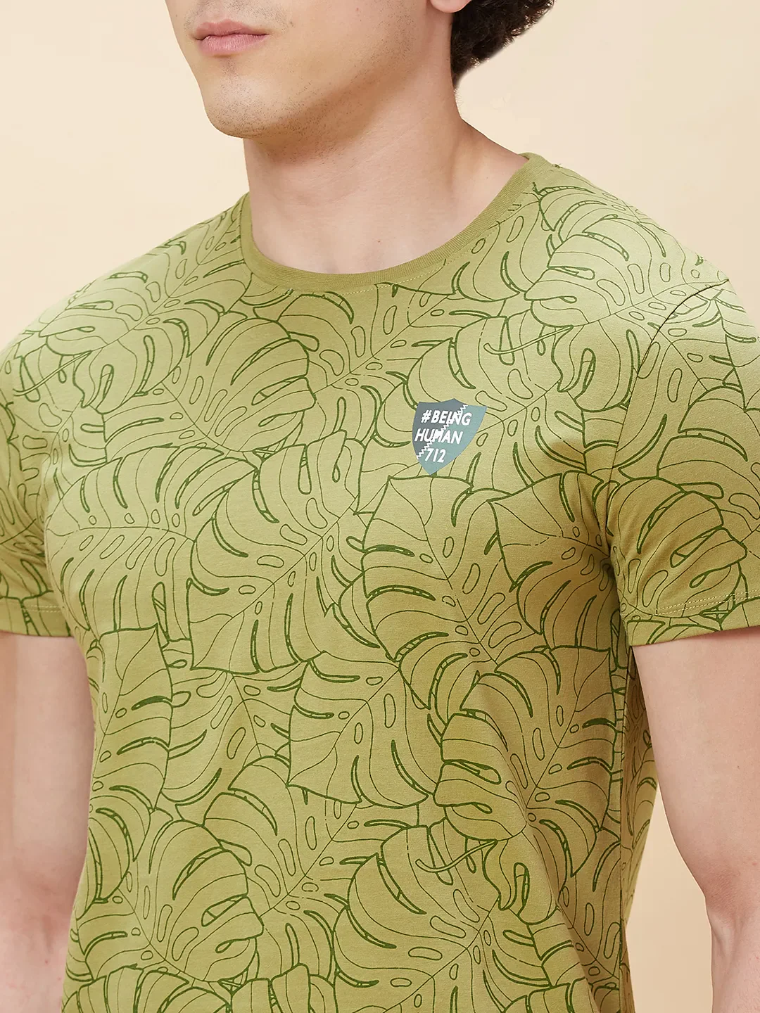 Green Regular Fit Men's Short Sleeves T-Shirt by Being Human Clothing - Image 5