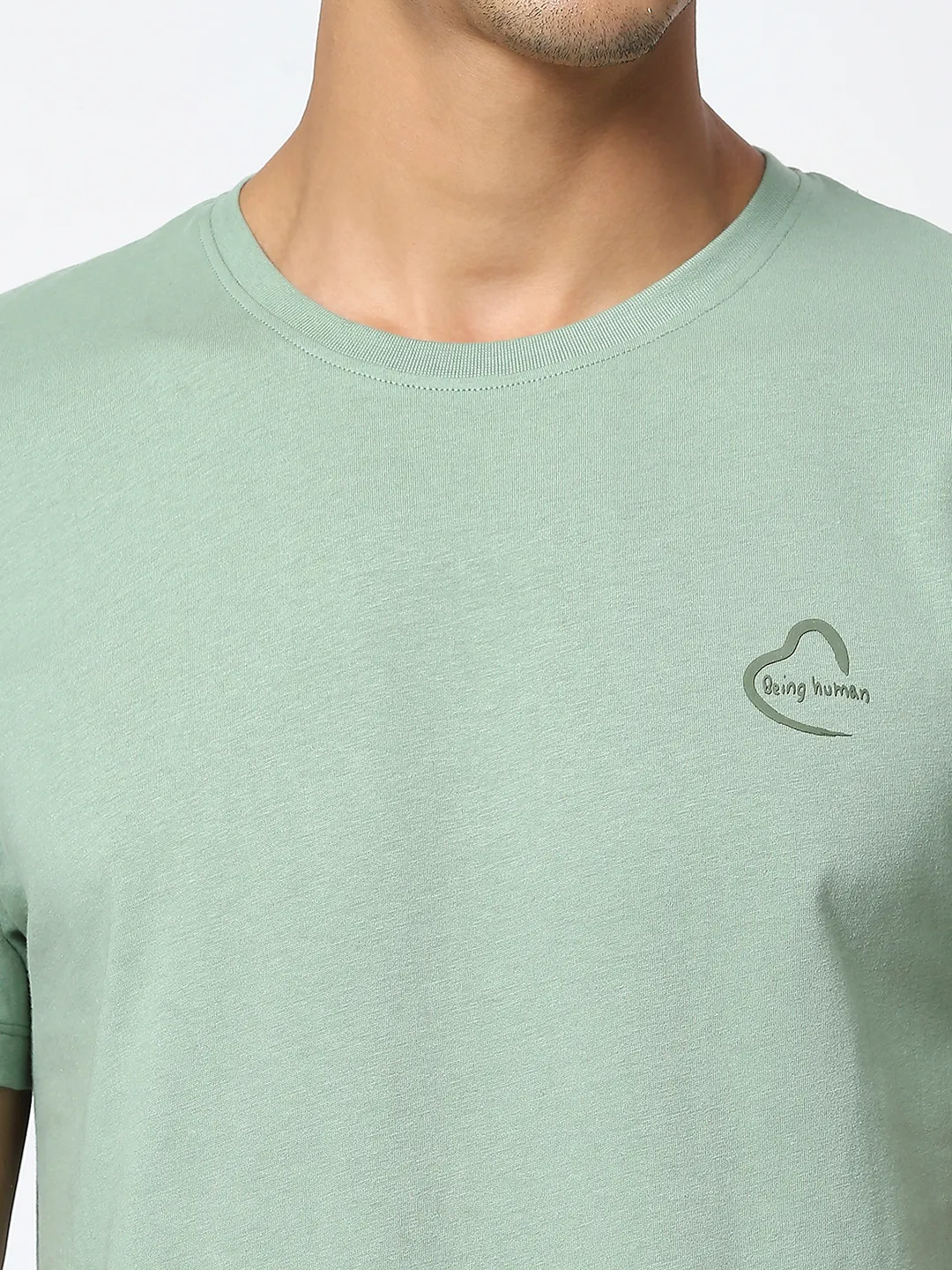 Green Regular Fit Men's Short Sleeves T-Shirt by Being Human Clothing - Image 2