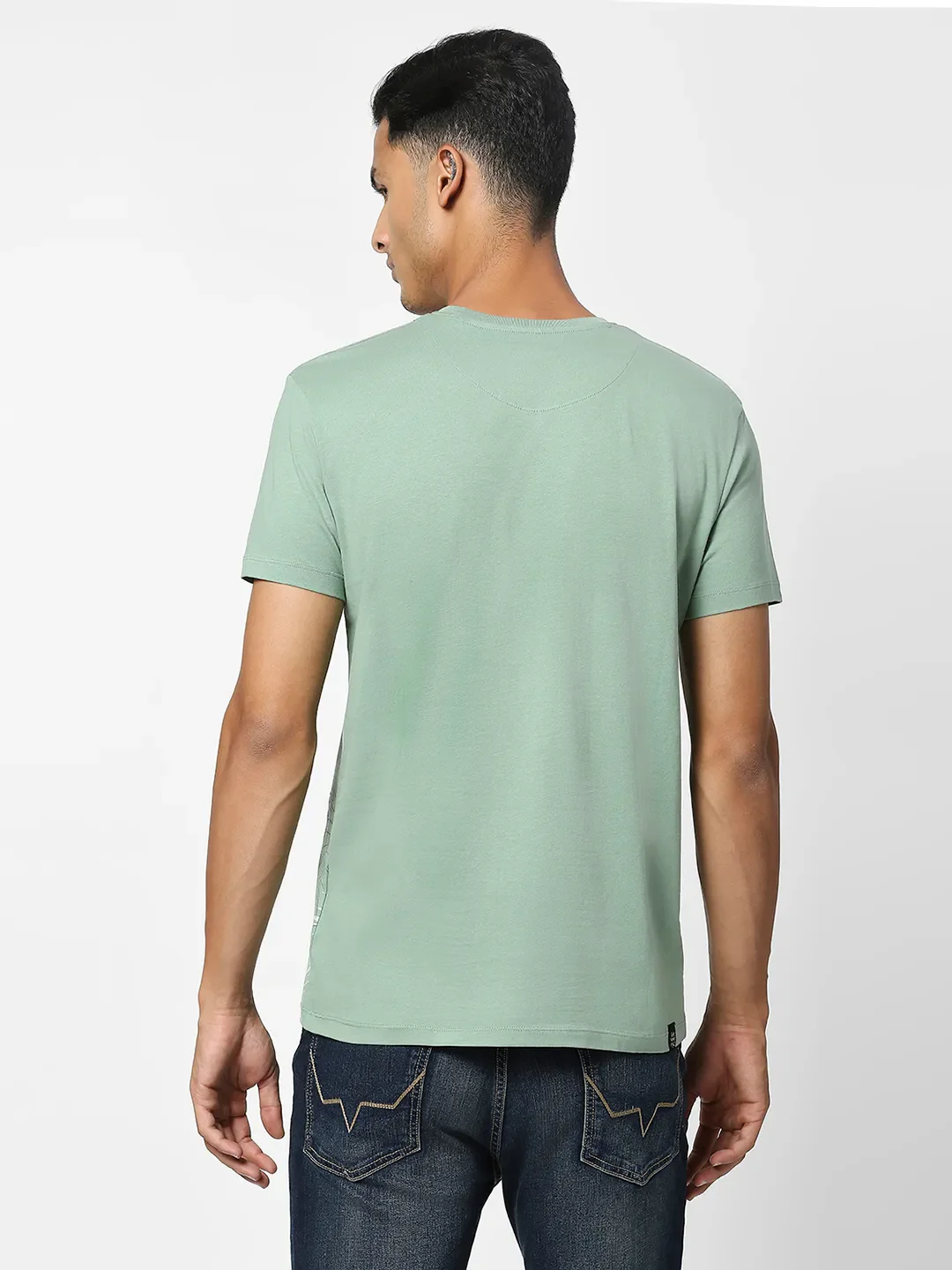 Green Regular Fit Men's Short Sleeves T-Shirt by Being Human Clothing - Image 3