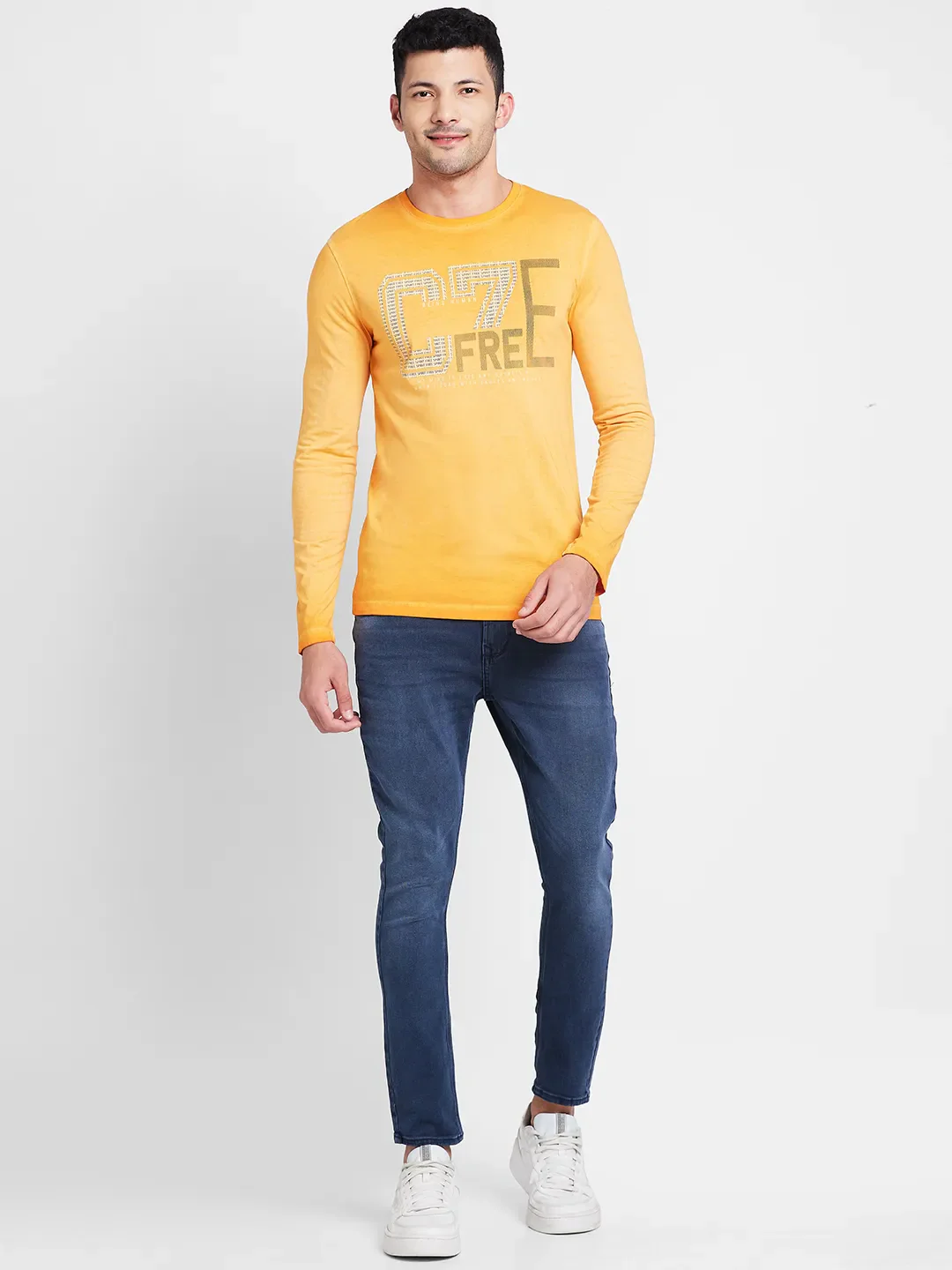 Orange Regular Fit Round Neck Men's T-Shirt by Being Human Clothing - Image 2