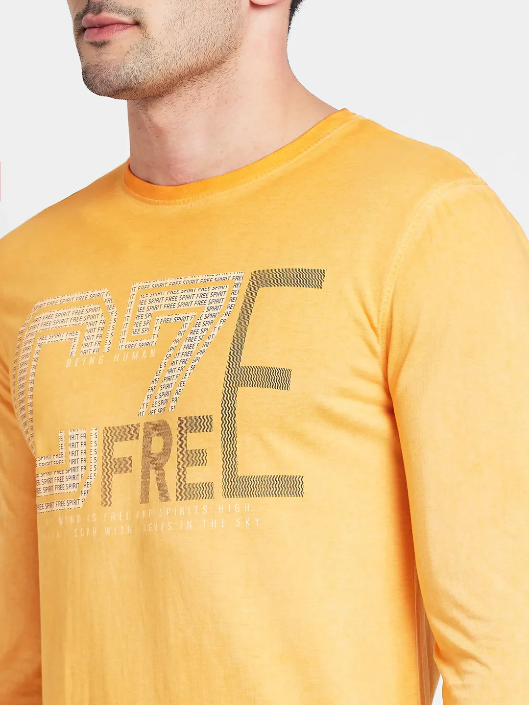 Orange Regular Fit Round Neck Men's T-Shirt by Being Human Clothing - Image 5