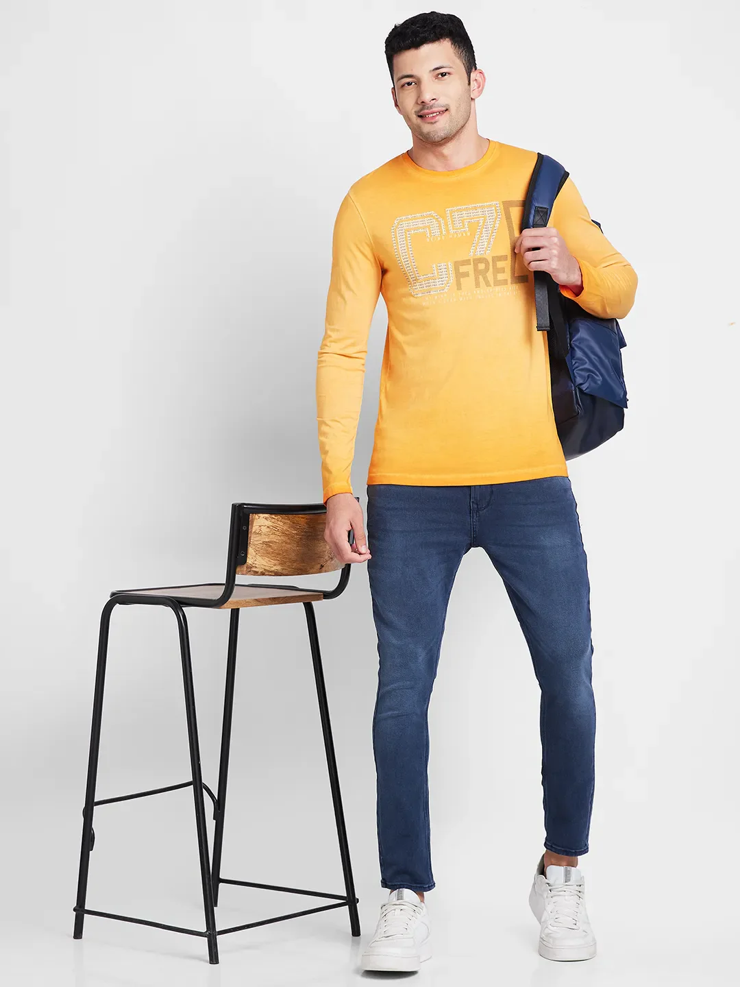 Orange Regular Fit Round Neck Men's T-Shirt by Being Human Clothing - Image 6