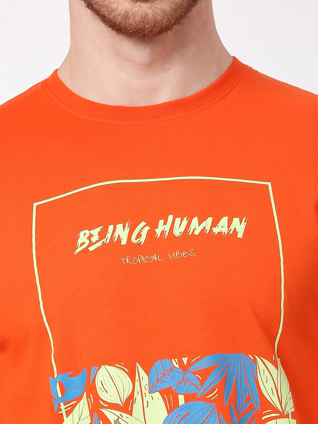 Orange Regular Fit Men's Long Sleeves T-Shirt by Being Human Clothing - Image 5
