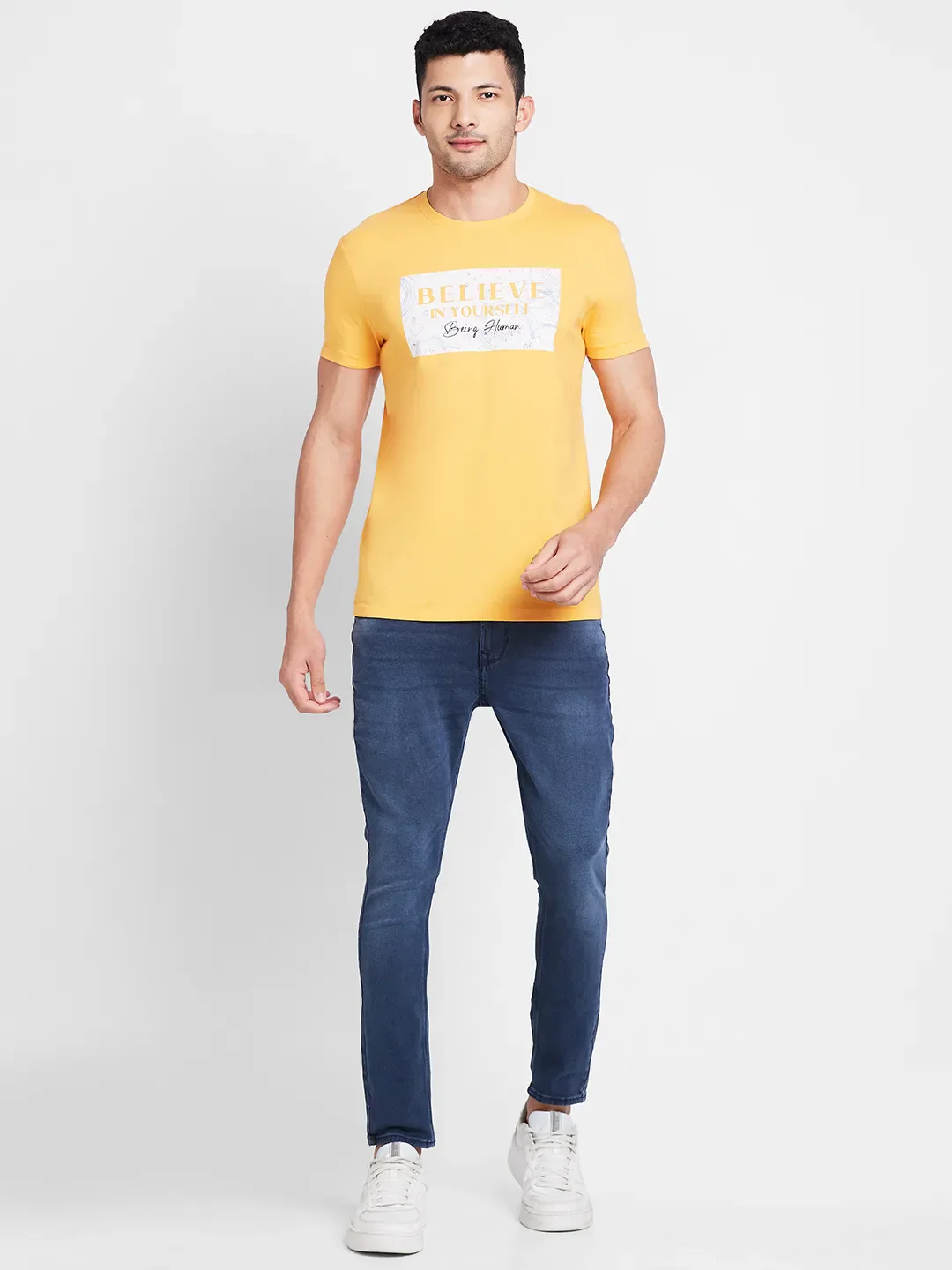 Orange Regular Fit Round Neck Men's T-Shirt by Being Human Clothing - Image 2