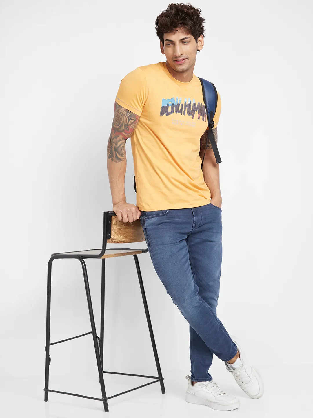 Orange Regular Fit Round Neck Men's T-Shirt by Being Human Clothing - Image 5