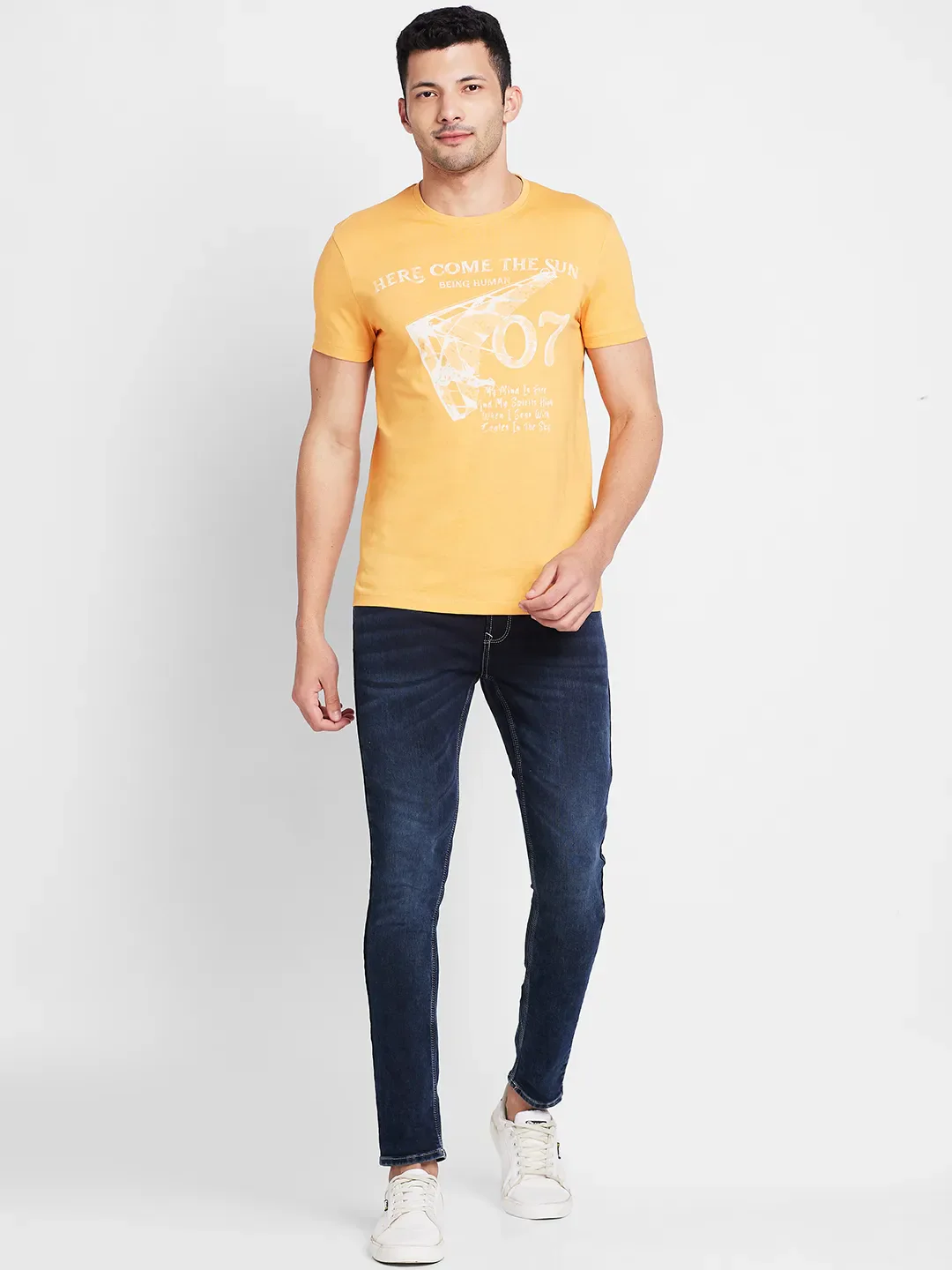 Orange Regular Fit Round Neck Men's T-Shirt by Being Human Clothing - Image 2