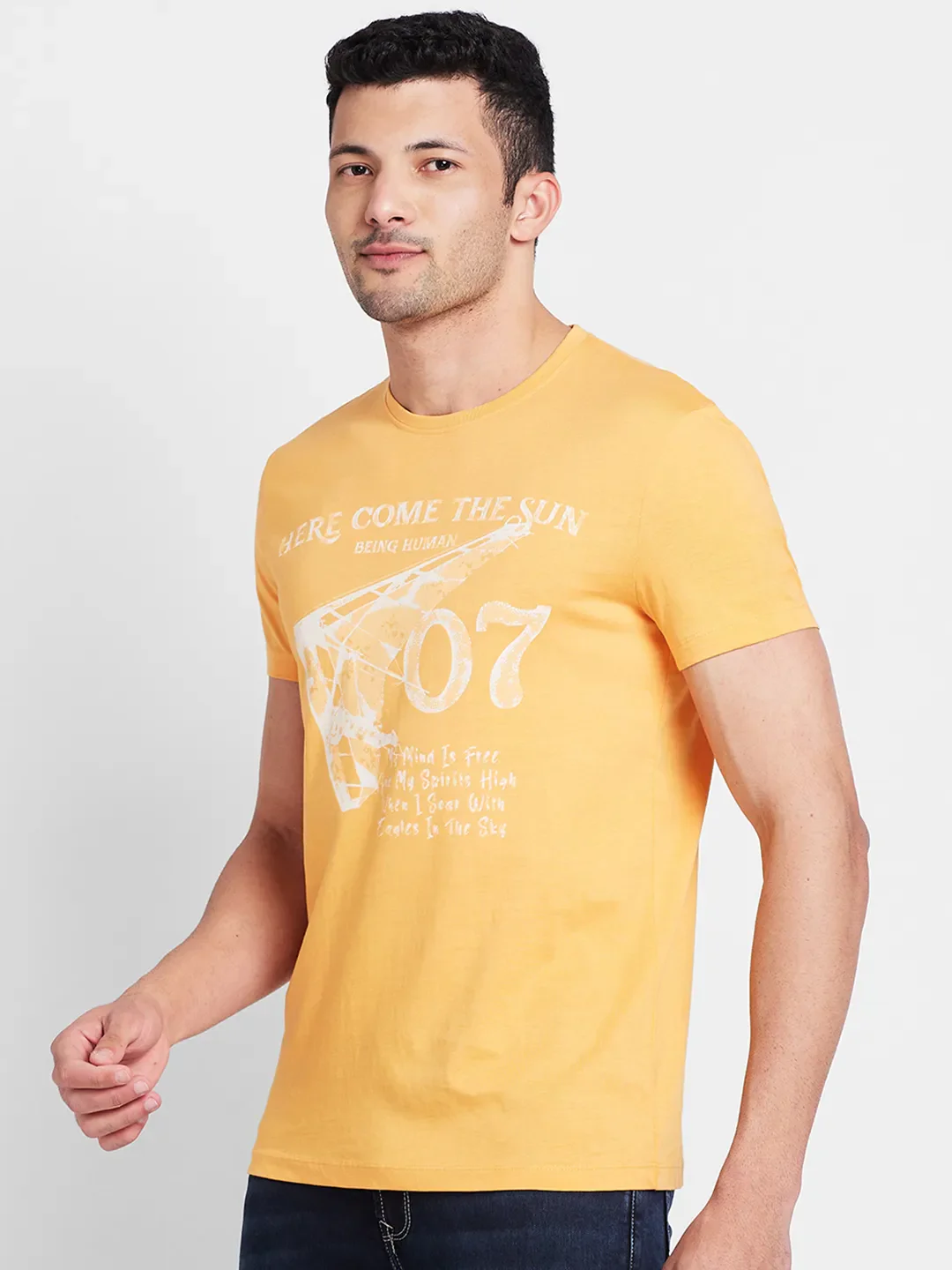 Orange Regular Fit Round Neck Men's T-Shirt by Being Human Clothing - Image 4