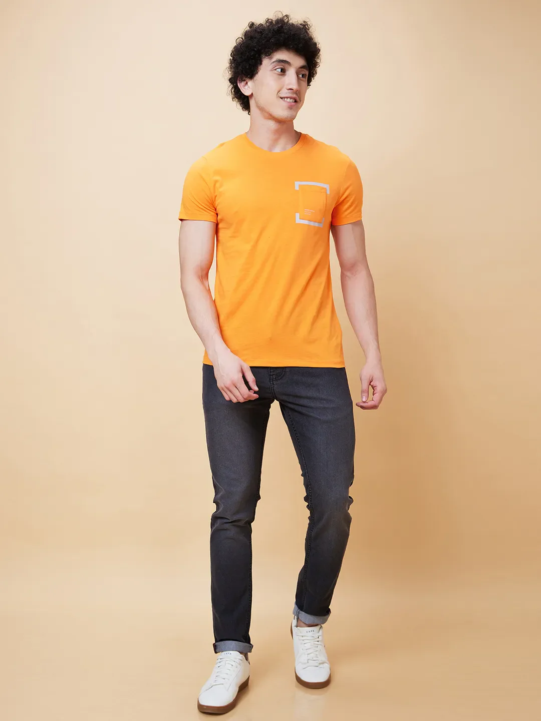 Orange Regular Fit Men's Short Sleeves T-Shirt by Being Human Clothing - Image 2
