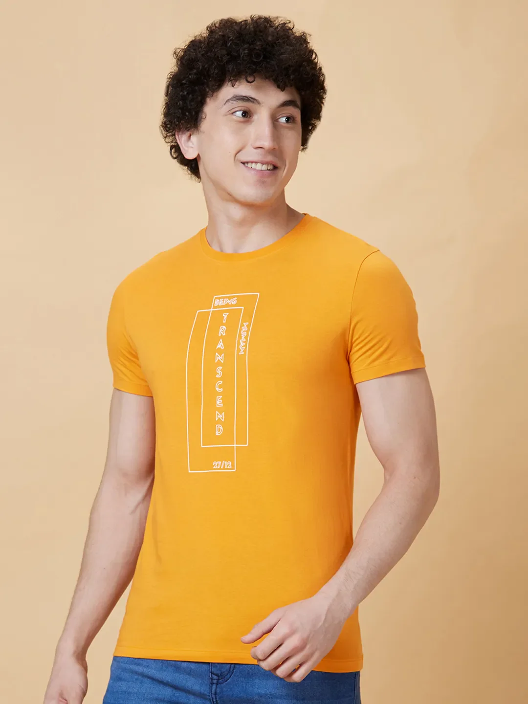 Orange Regular Fit Men's Short Sleeves T-Shirt by Being Human Clothing - Image 3