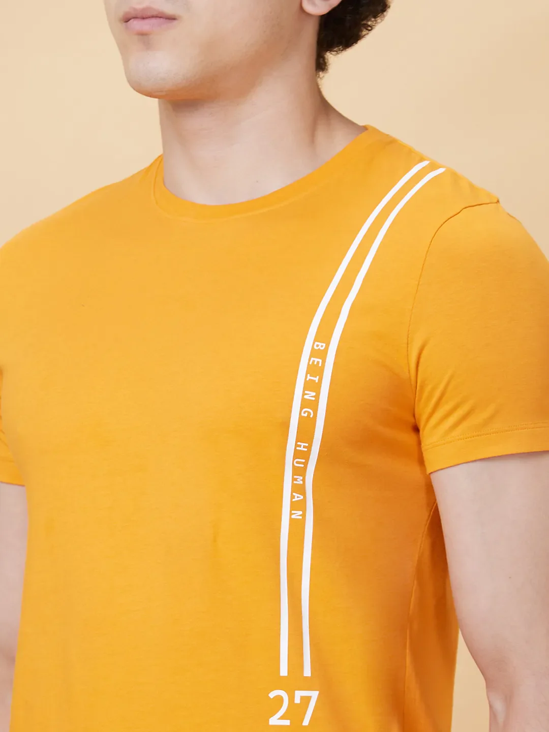 Orange Regular Fit Round Neck Men's T-Shirt by Being Human Clothing - Image 4