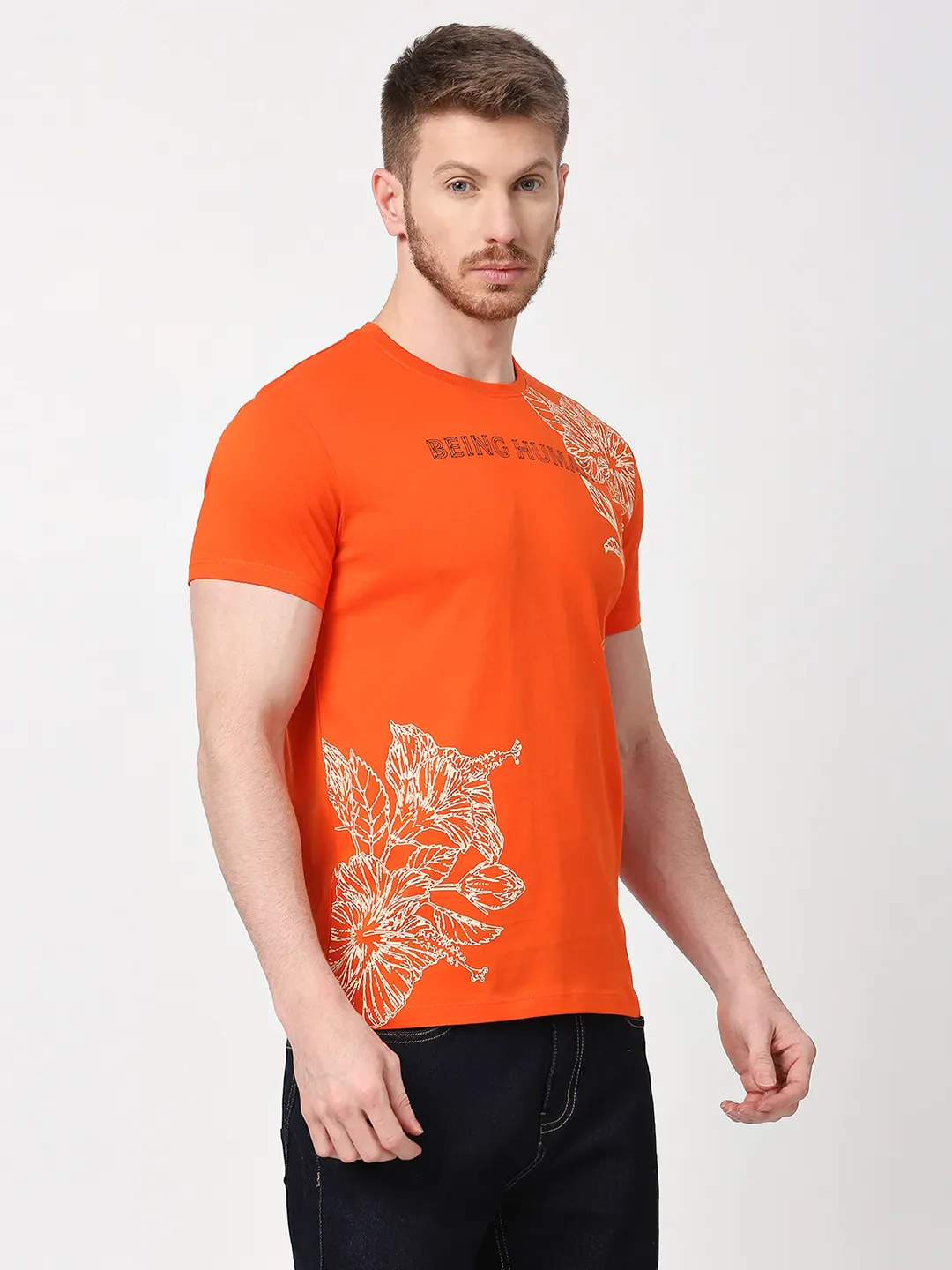Orange Regular Fit Men's Short Sleeves T-Shirt by Being Human Clothing - Image 3