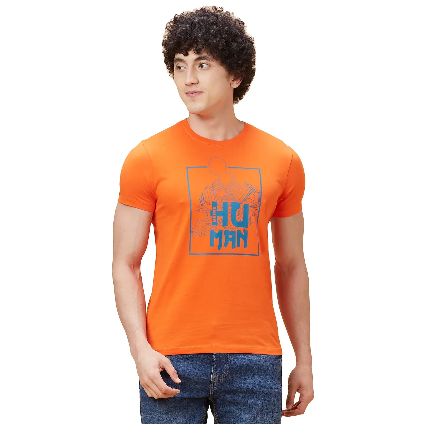 Orange Regular Fit Men's Short Sleeves T-Shirt by Being Human Clothing