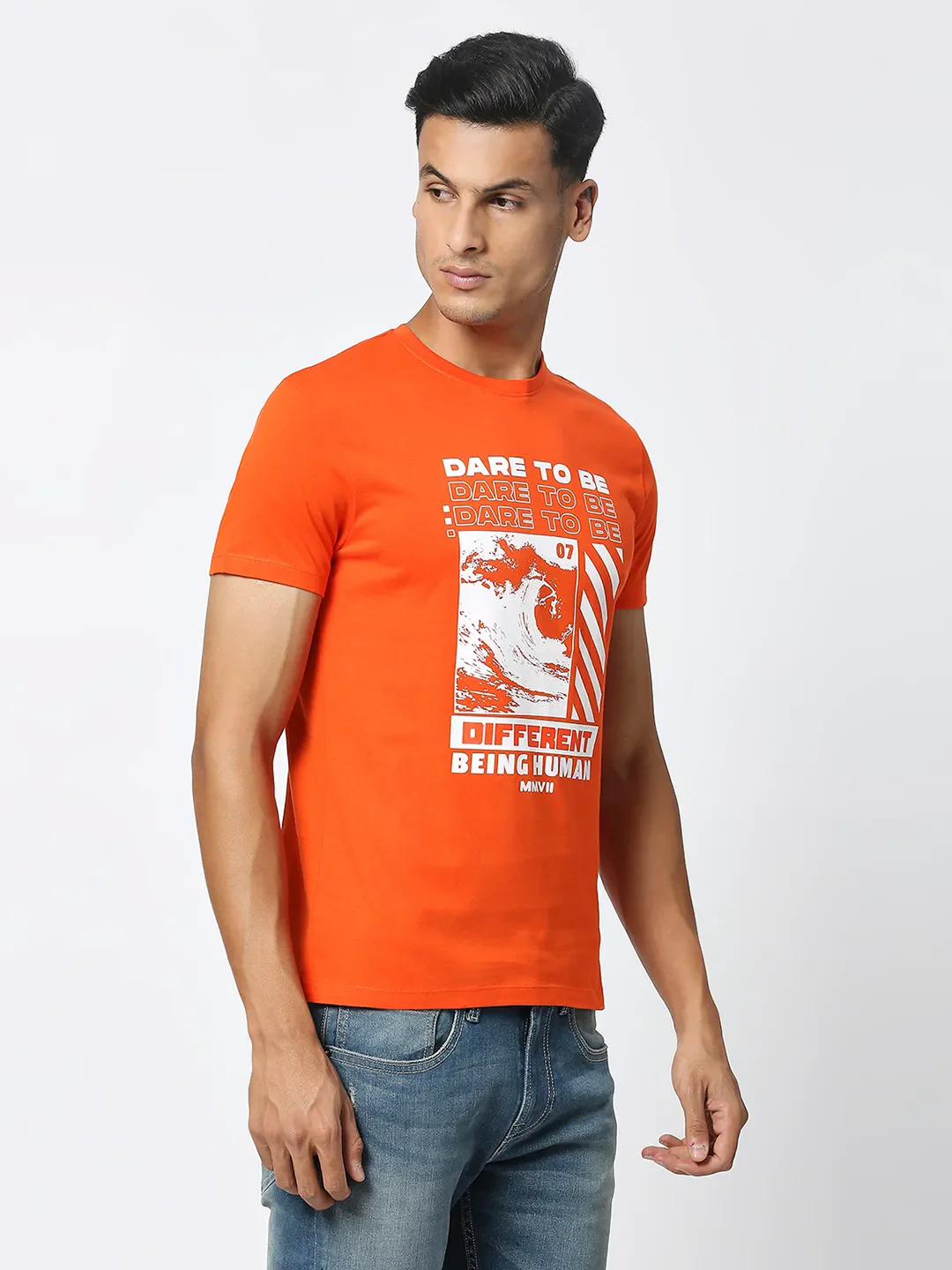 Orange Regular Fit Men's Short Sleeves T-Shirt by Being Human Clothing - Image 3