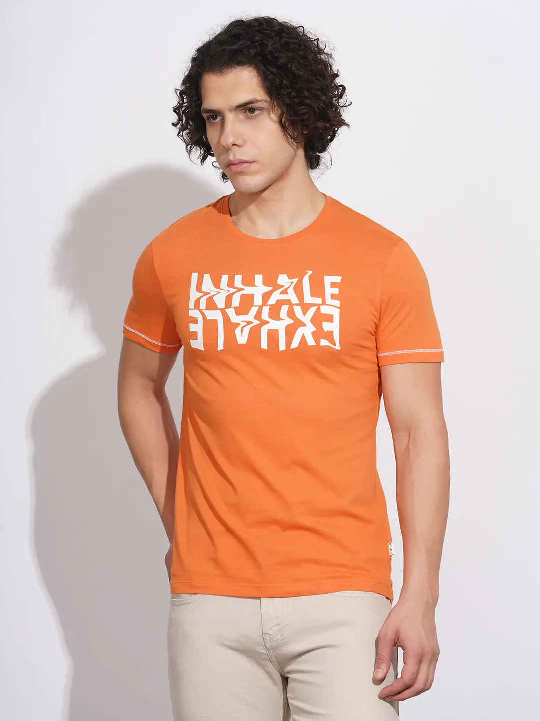 Orange Regular Fit Men's Short Sleeves T-Shirt by Being Human Clothing