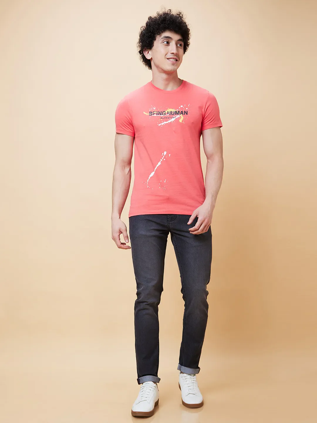 Pink Regular Fit Men's Short Sleeves T-Shirt by Being Human Clothing - Image 2