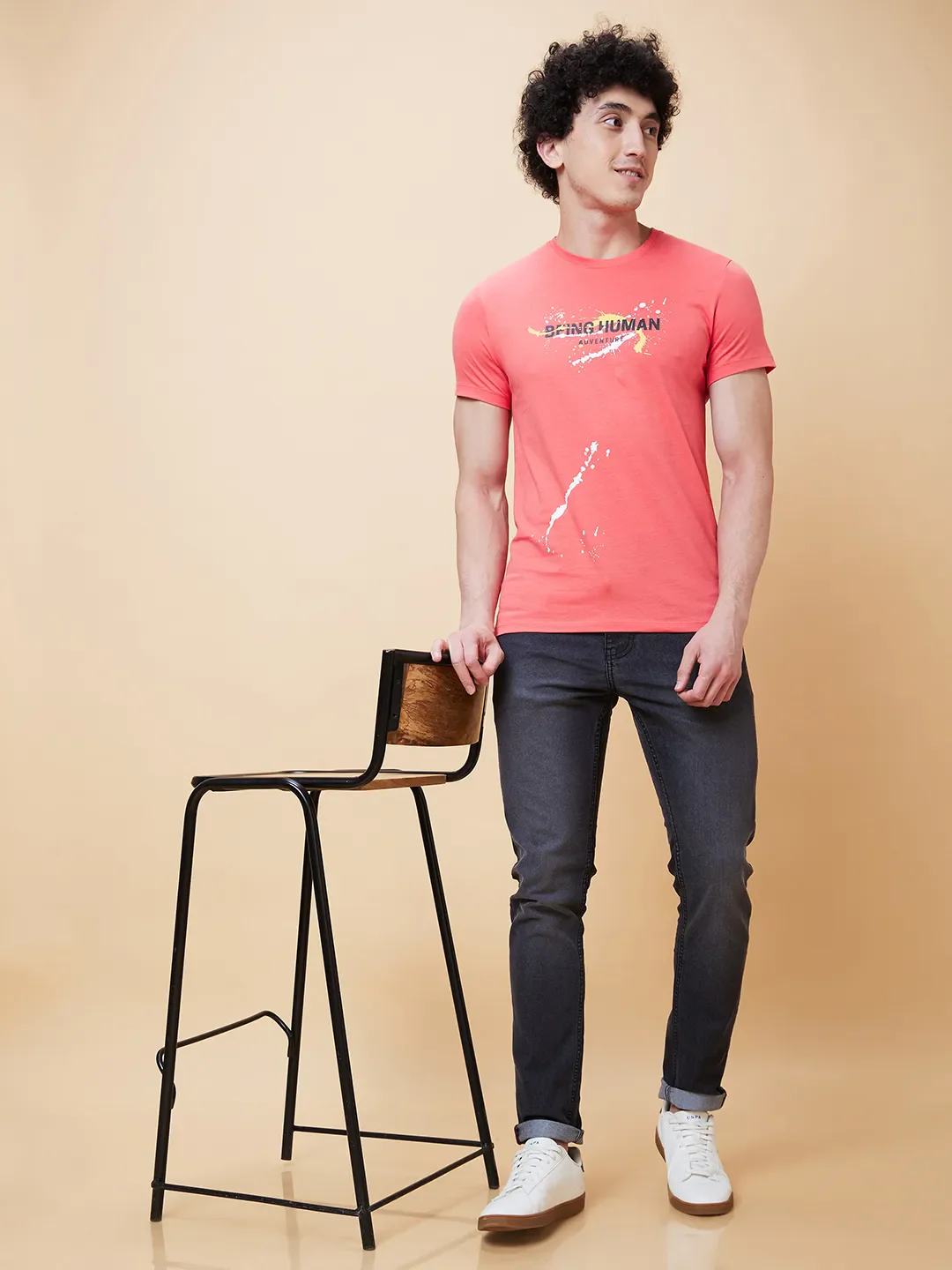 Pink Regular Fit Men's Short Sleeves T-Shirt by Being Human Clothing - Image 6