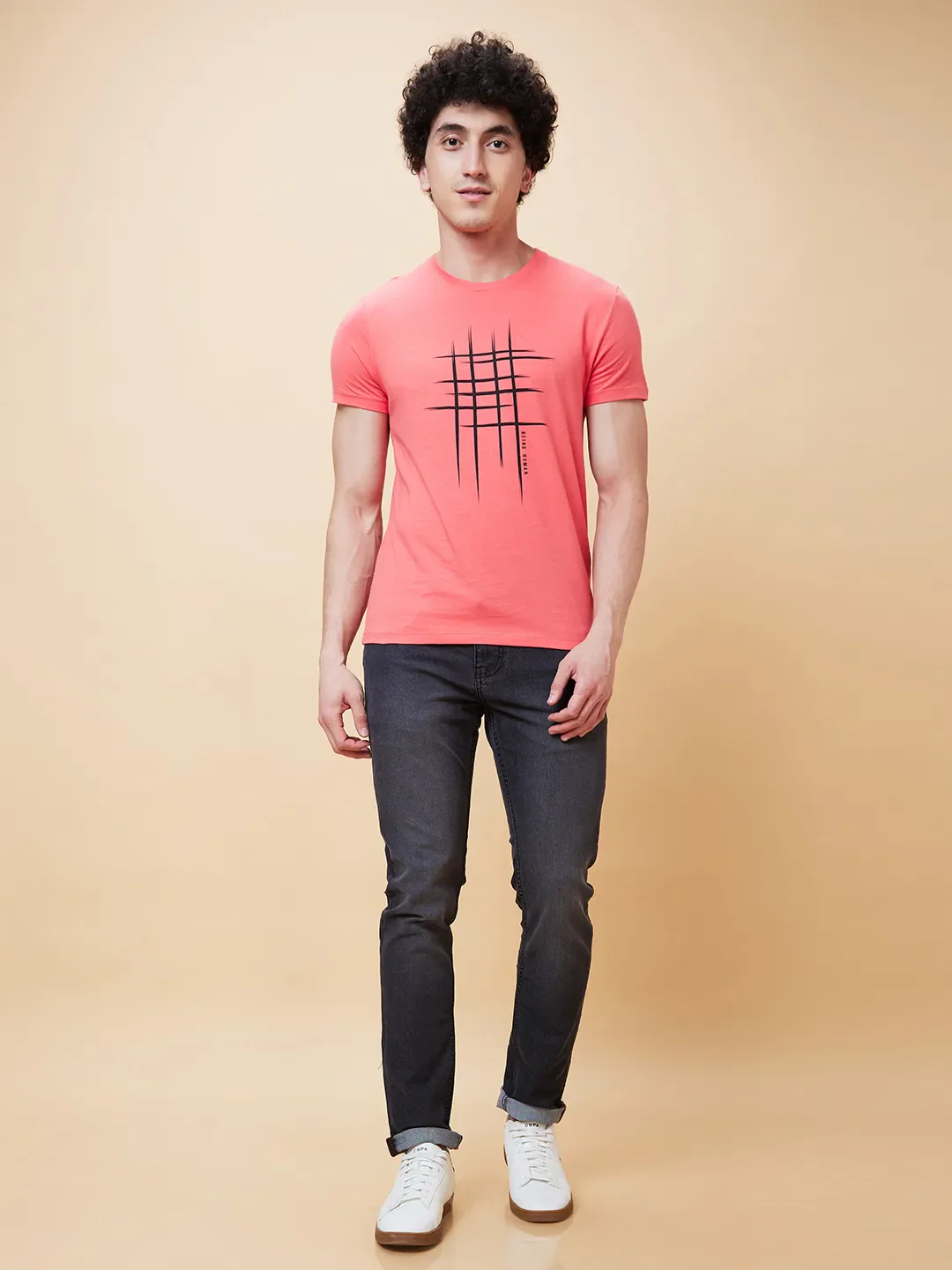 Pink Regular Fit Men's Short Sleeves T-Shirt by Being Human Clothing - Image 2