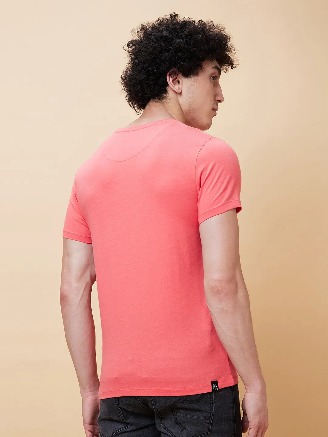 Pink Regular Fit Men's Short Sleeves T-Shirt by Being Human Clothing - Image 3