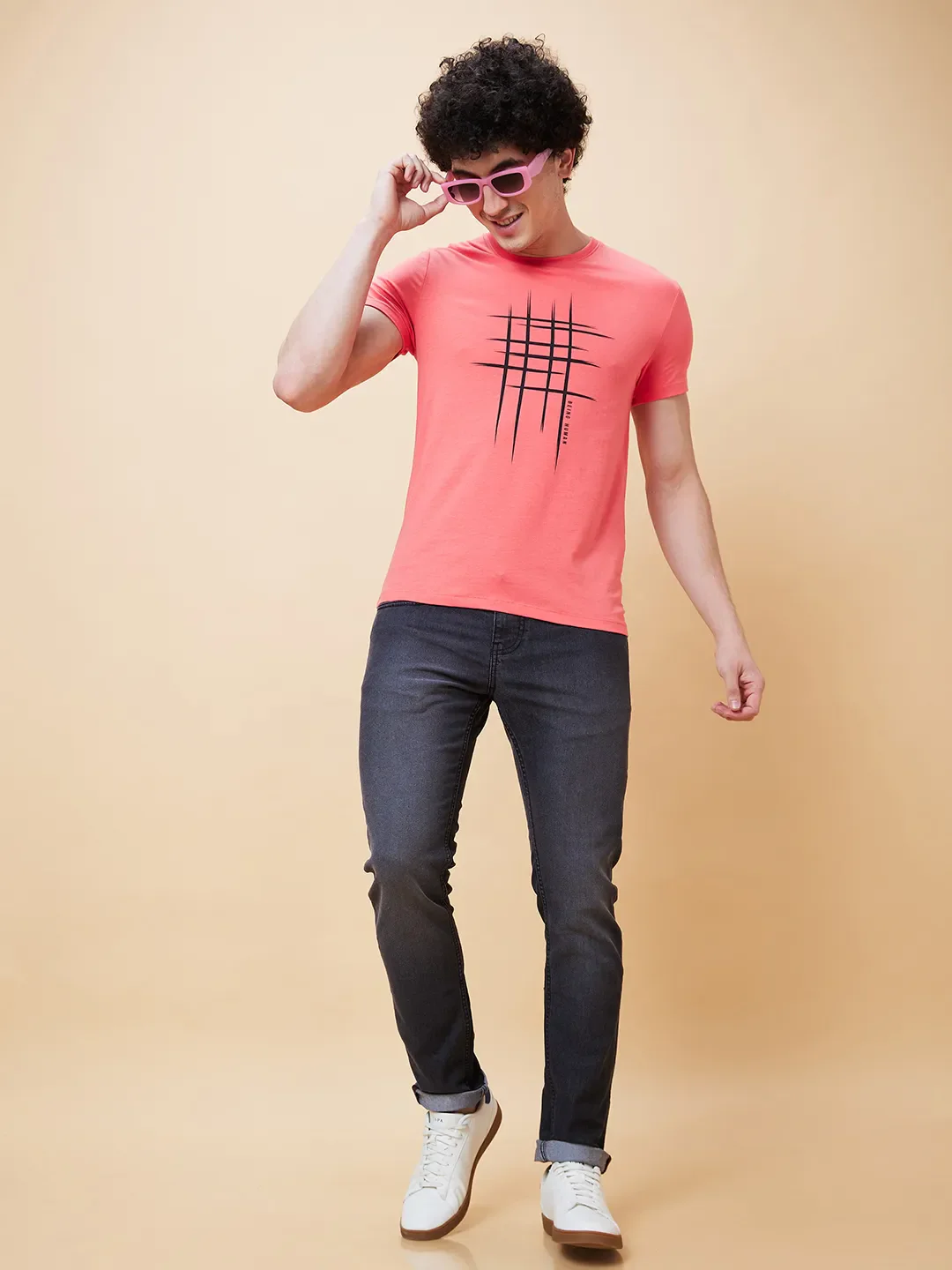 Pink Regular Fit Men's Short Sleeves T-Shirt by Being Human Clothing - Image 6