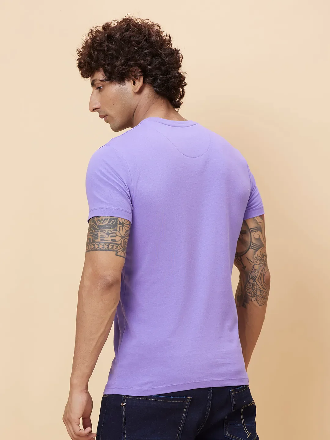 Purple Regular Fit Round Neck Men's T-Shirt by Being Human Clothing - Image 3
