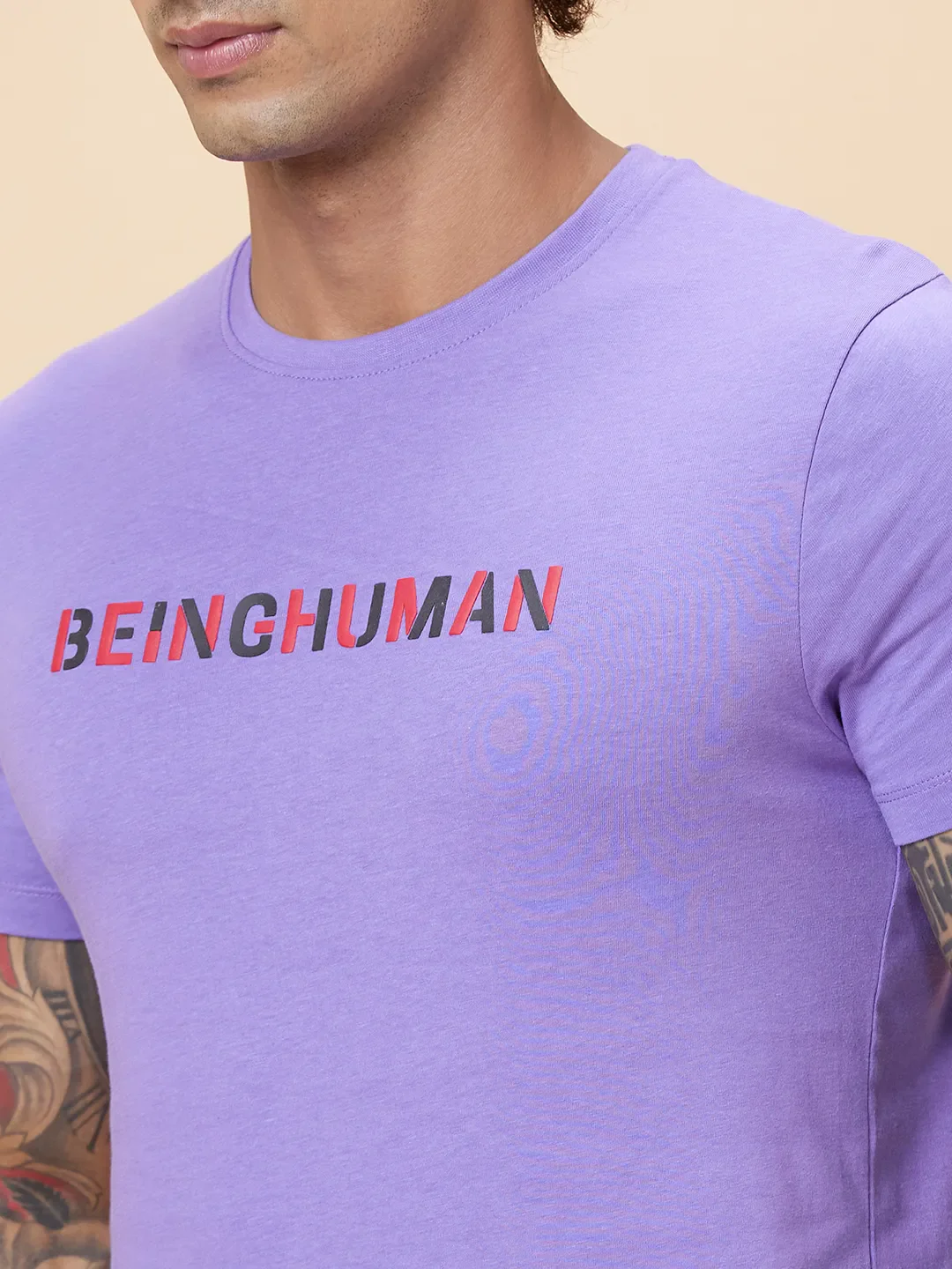 Purple Regular Fit Round Neck Men's T-Shirt by Being Human Clothing - Image 5
