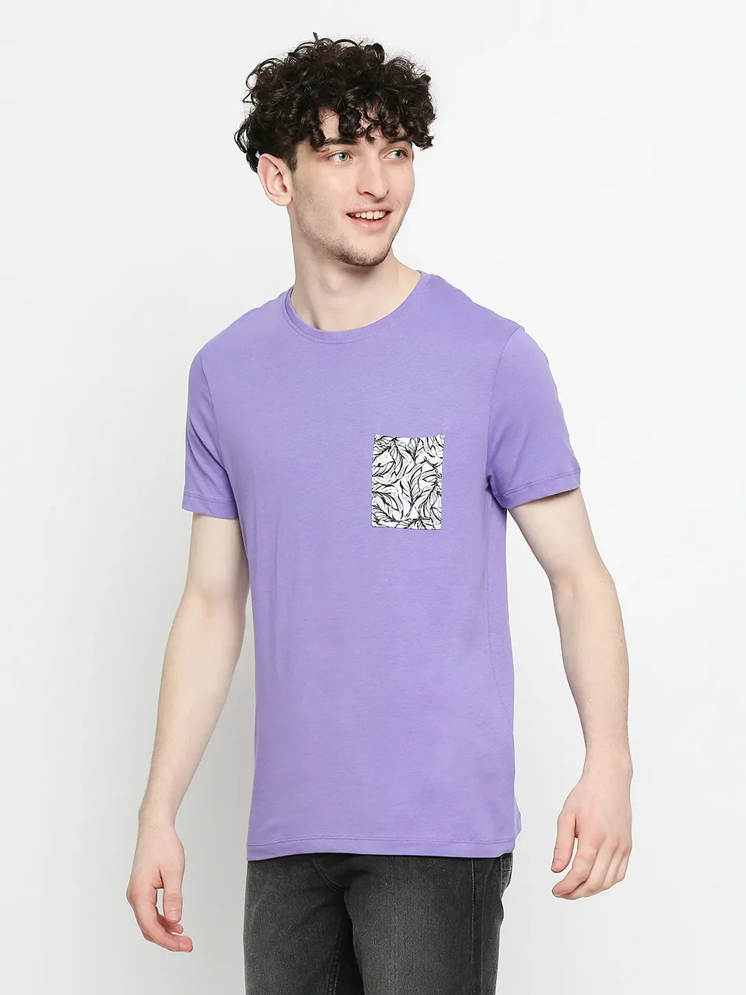 Purple Regular Fit Round Neck Men's T-Shirt by Being Human Clothing - Image 2