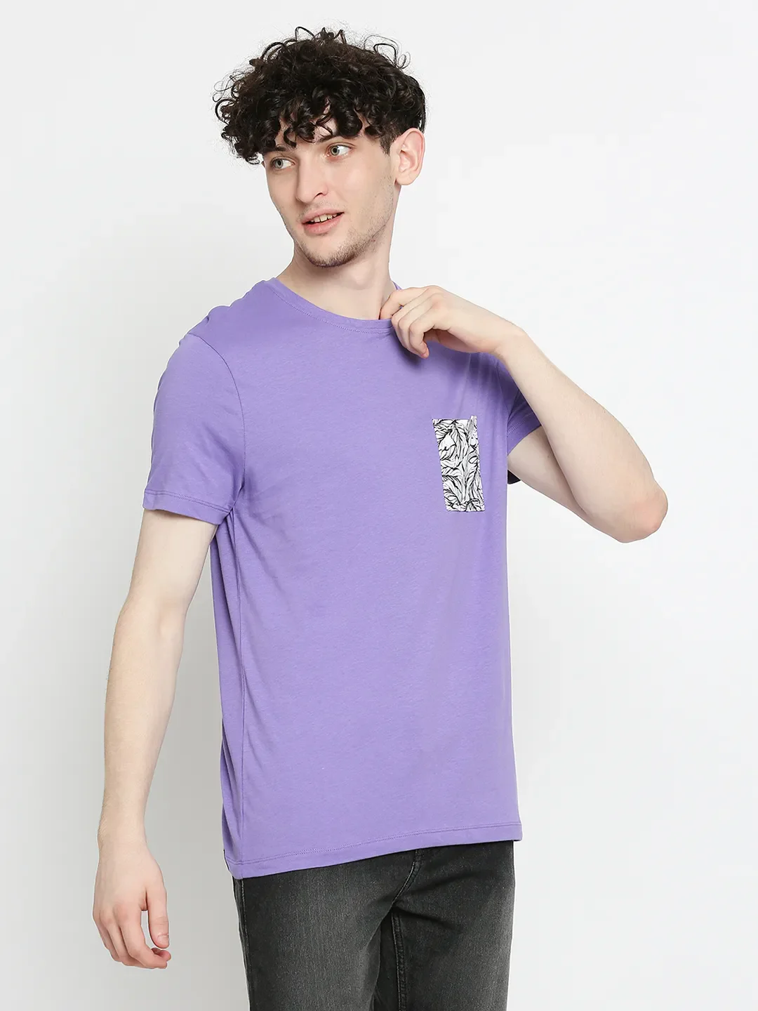 Purple Regular Fit Round Neck Men's T-Shirt by Being Human Clothing - Image 3