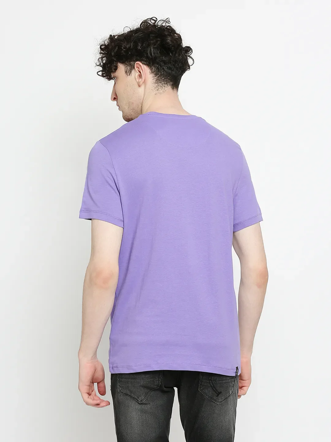 Purple Regular Fit Round Neck Men's T-Shirt by Being Human Clothing - Image 4