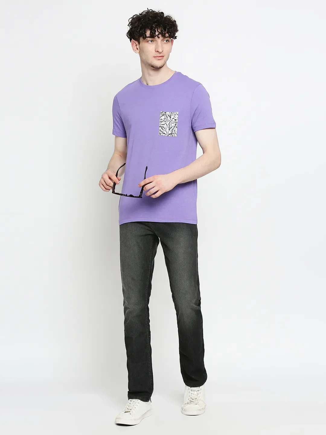 Purple Regular Fit Round Neck Men's T-Shirt by Being Human Clothing - Image 6