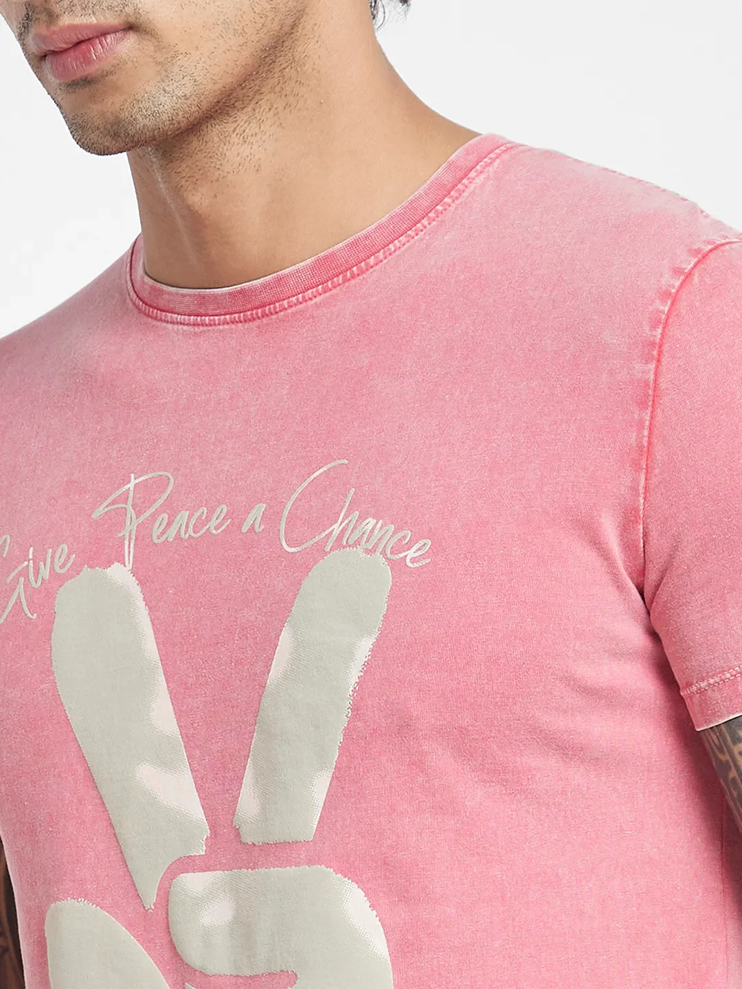 Red Regular Fit Round Neck Men's T-Shirt by Being Human Clothing - Image 5