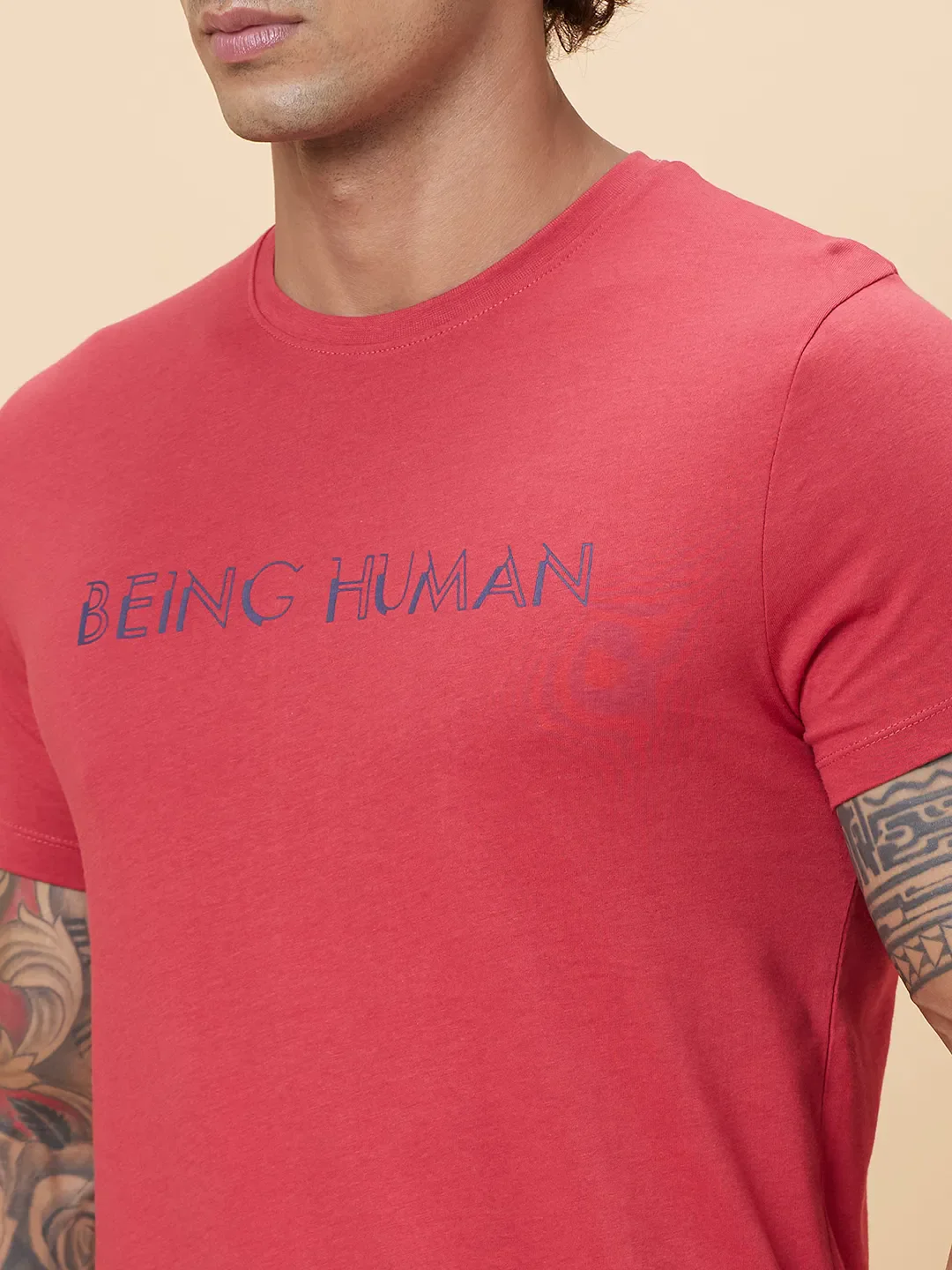 Red Regular Fit Men's Short Sleeves T-Shirt by Being Human Clothing - Image 5