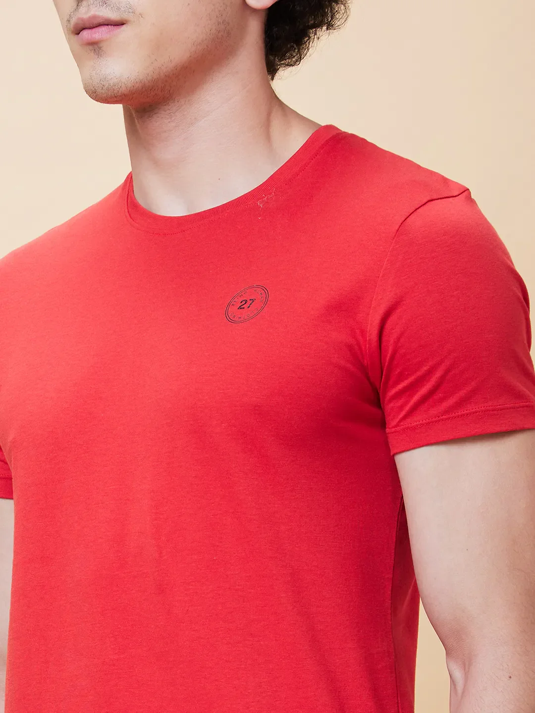 Red Regular Fit Men's Short Sleeves T-Shirt by Being Human Clothing - Image 4