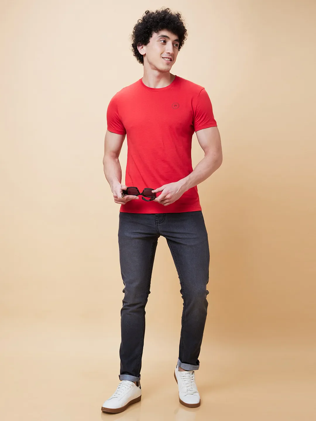 Red Regular Fit Men's Short Sleeves T-Shirt by Being Human Clothing - Image 5
