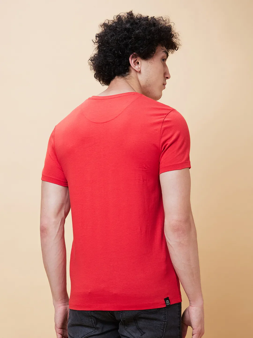 Red Regular Fit Men's Short Sleeves T-Shirt by Being Human Clothing - Image 3