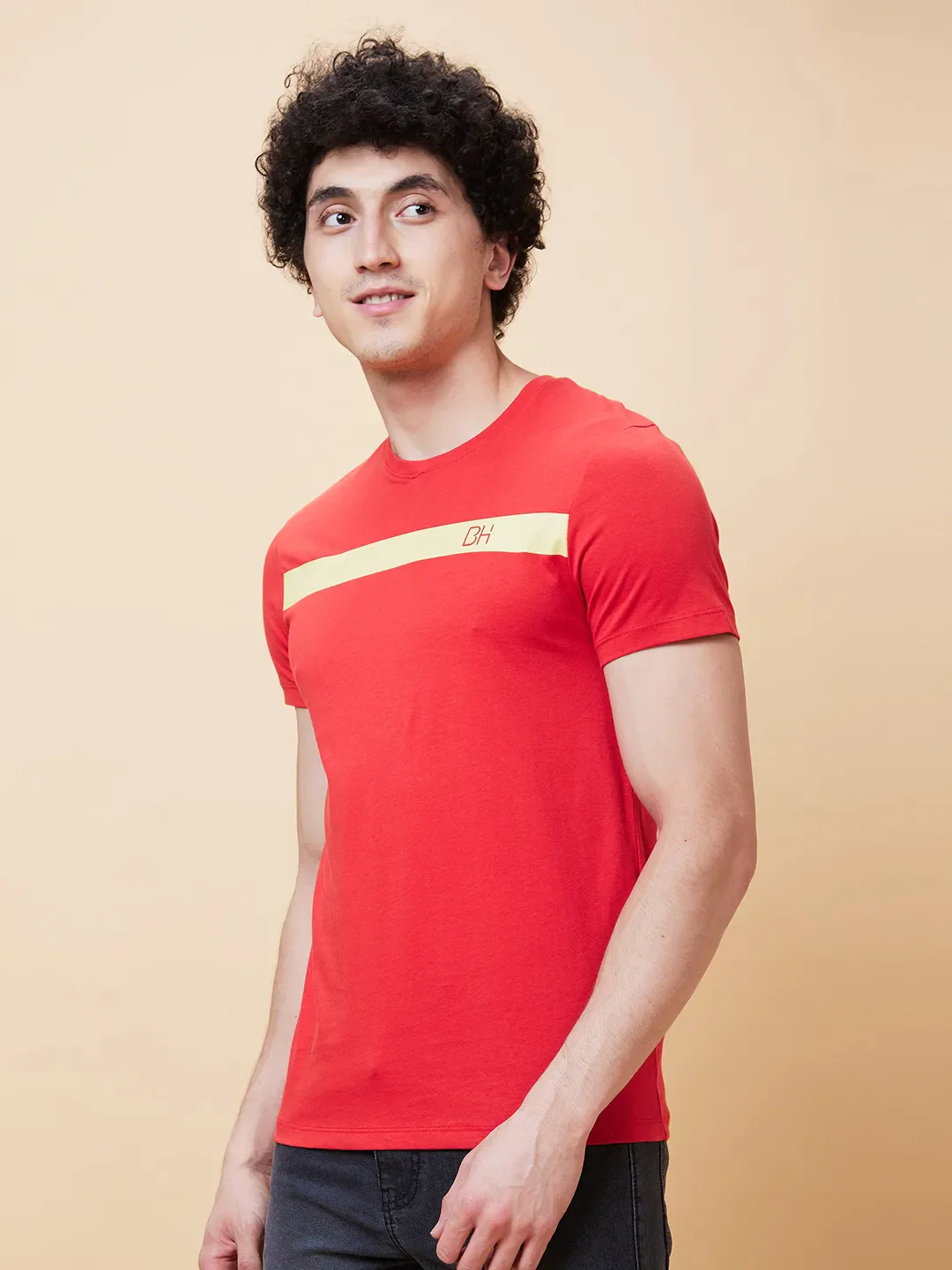 Red Regular Fit Men's Short Sleeves T-Shirt by Being Human Clothing - Image 4