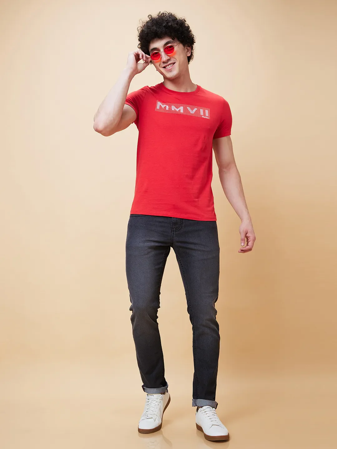 Red Regular Fit Men's Short Sleeves T-Shirt by Being Human Clothing - Image 6