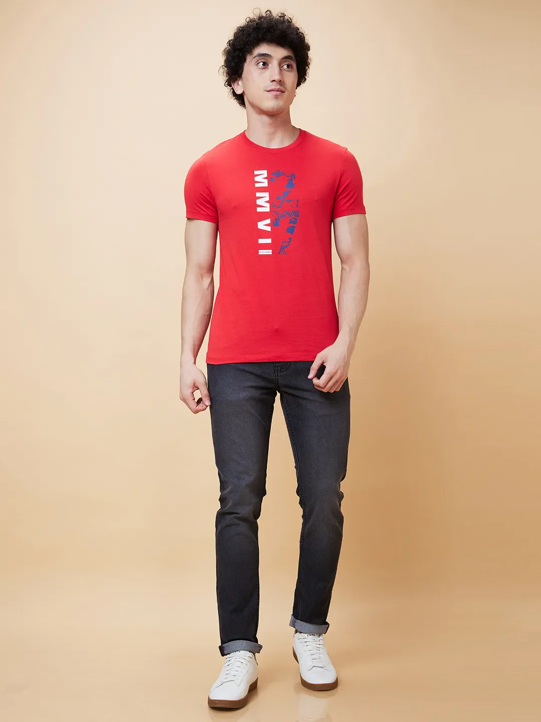Red Regular Fit Men's Short Sleeves T-Shirt by Being Human Clothing - Image 2