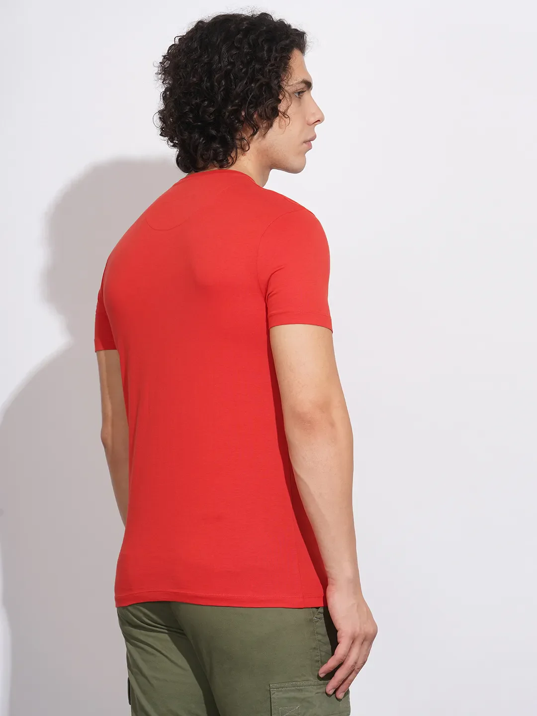 Red Regular Fit Men's Short Sleeves T-Shirt by Being Human Clothing - Image 3