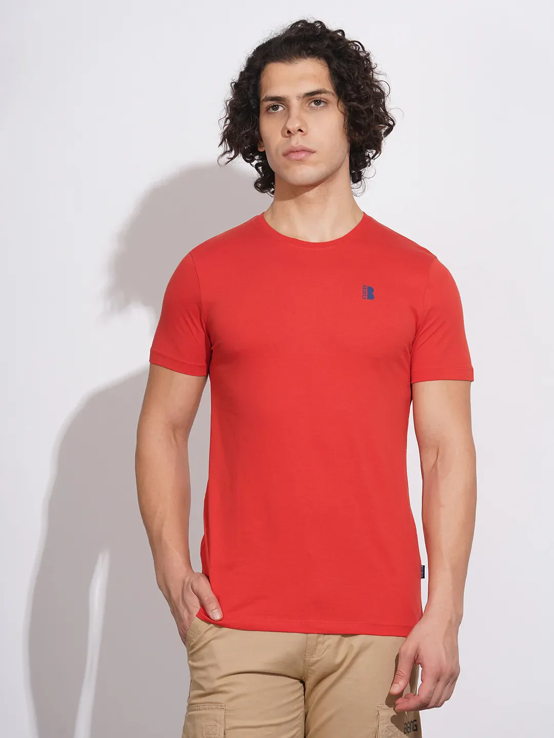Red Regular Fit Men's Short Sleeves T-Shirt by Being Human Clothing