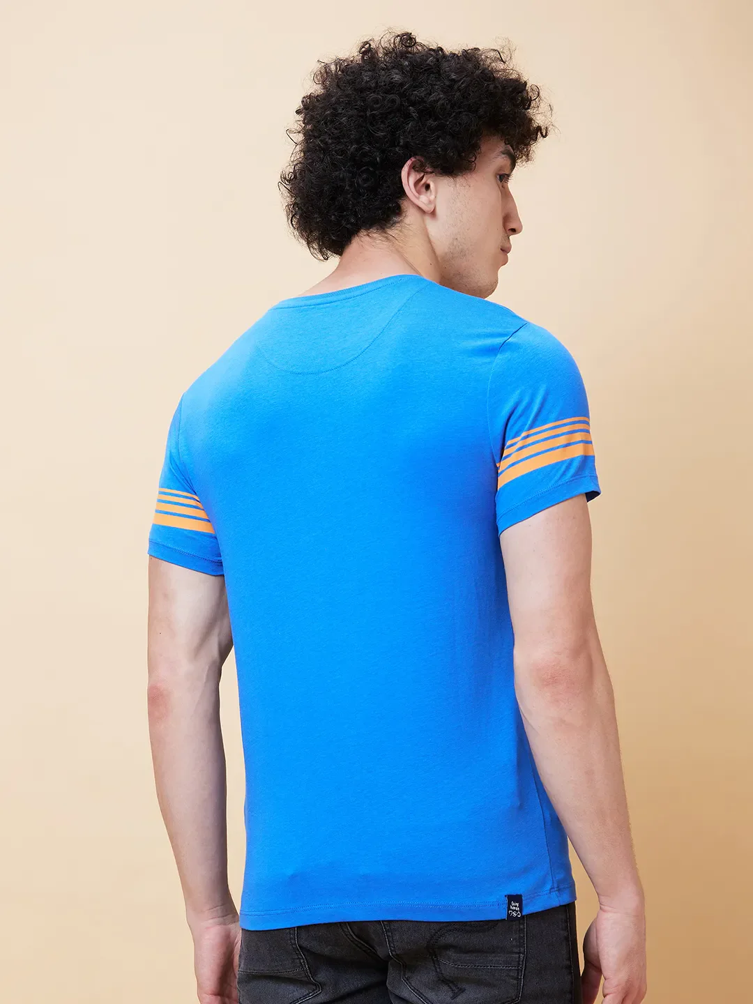 Blue Regular Fit Men's Short Sleeves T-Shirt by Being Human Clothing - Image 3