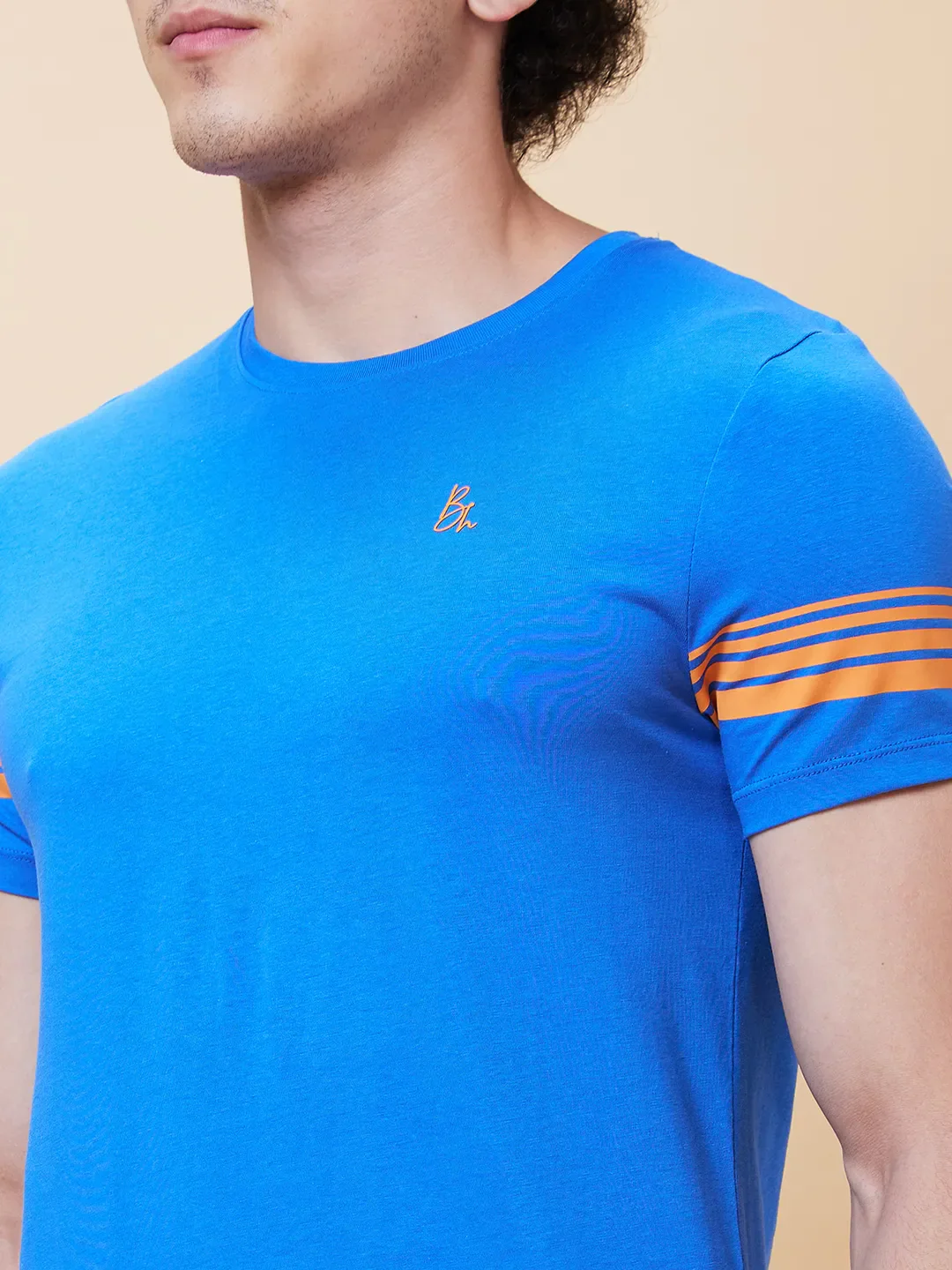 Blue Regular Fit Men's Short Sleeves T-Shirt by Being Human Clothing - Image 5