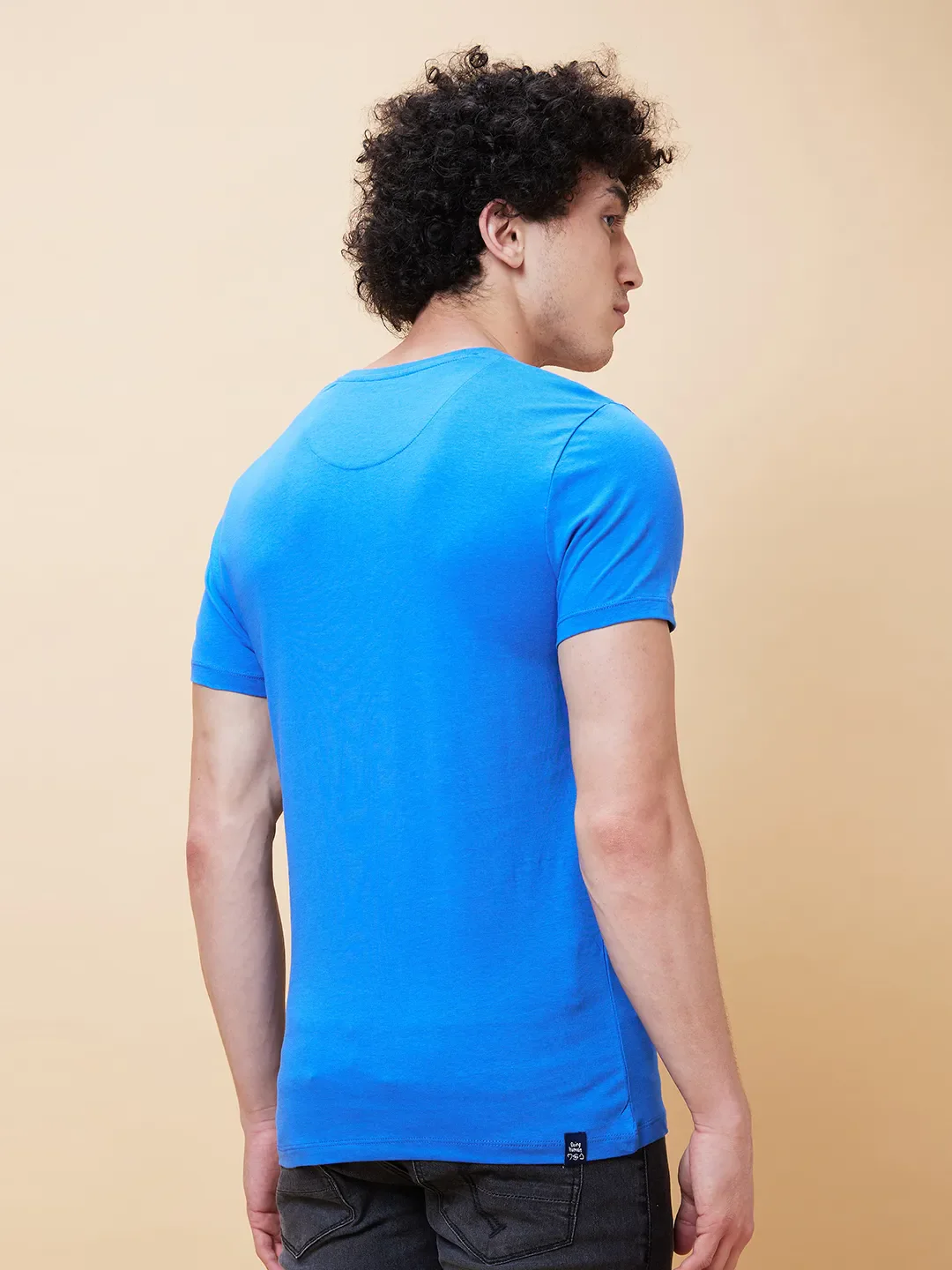 Blue Regular Fit Men's Short Sleeves T-Shirt by Being Human Clothing - Image 3