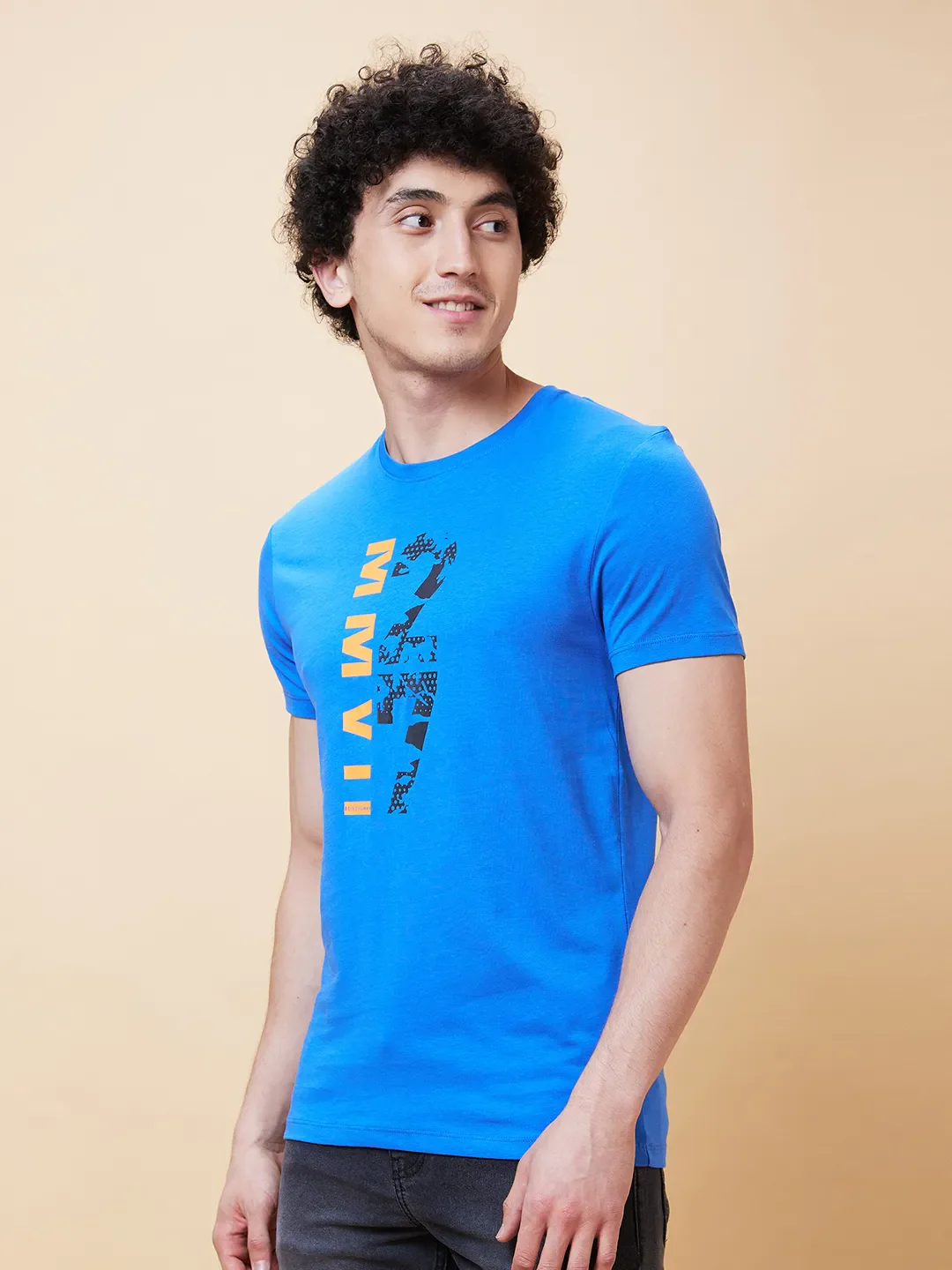 Blue Regular Fit Men's Short Sleeves T-Shirt by Being Human Clothing - Image 4