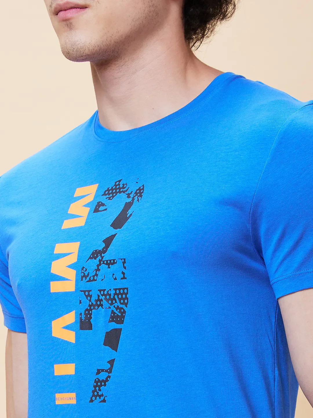 Blue Regular Fit Men's Short Sleeves T-Shirt by Being Human Clothing - Image 5