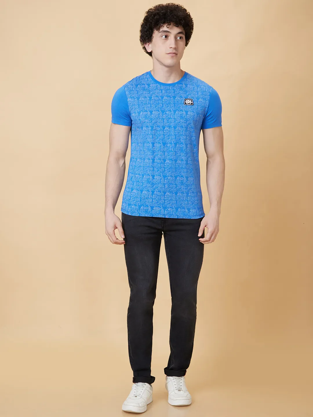 Blue Regular Fit Men's Short Sleeves T-Shirt by Being Human Clothing - Image 2